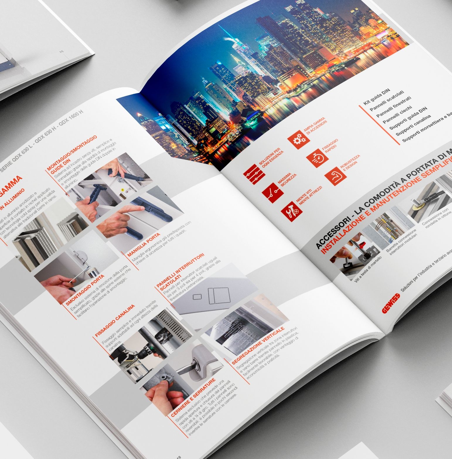 Pagine interne della brochure Gewiss con soluzioni e applicazioni per il settore industriale