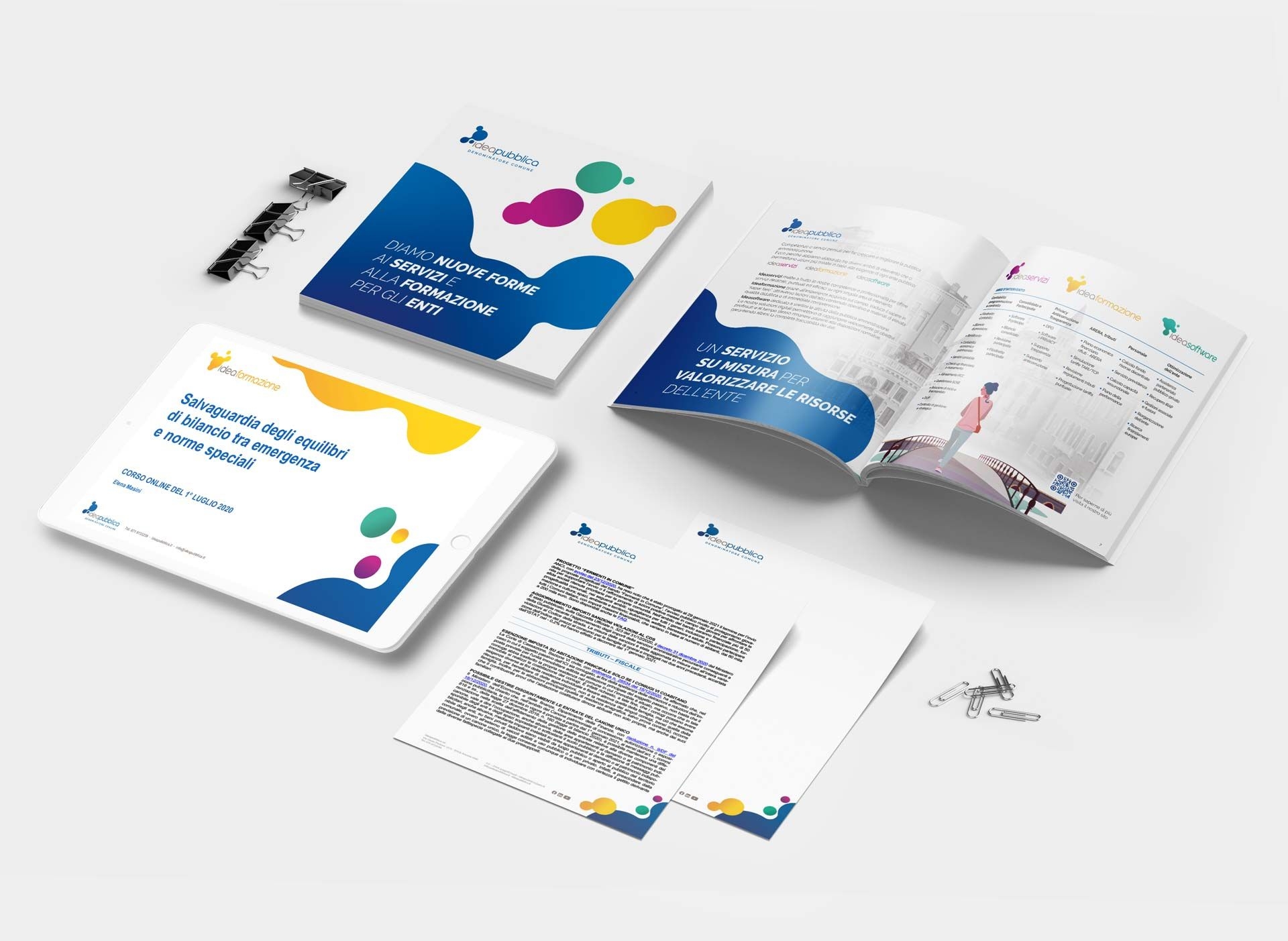 Coordinato editoriale Ideapubblica con brochure, documenti e materiali informativi aziendali