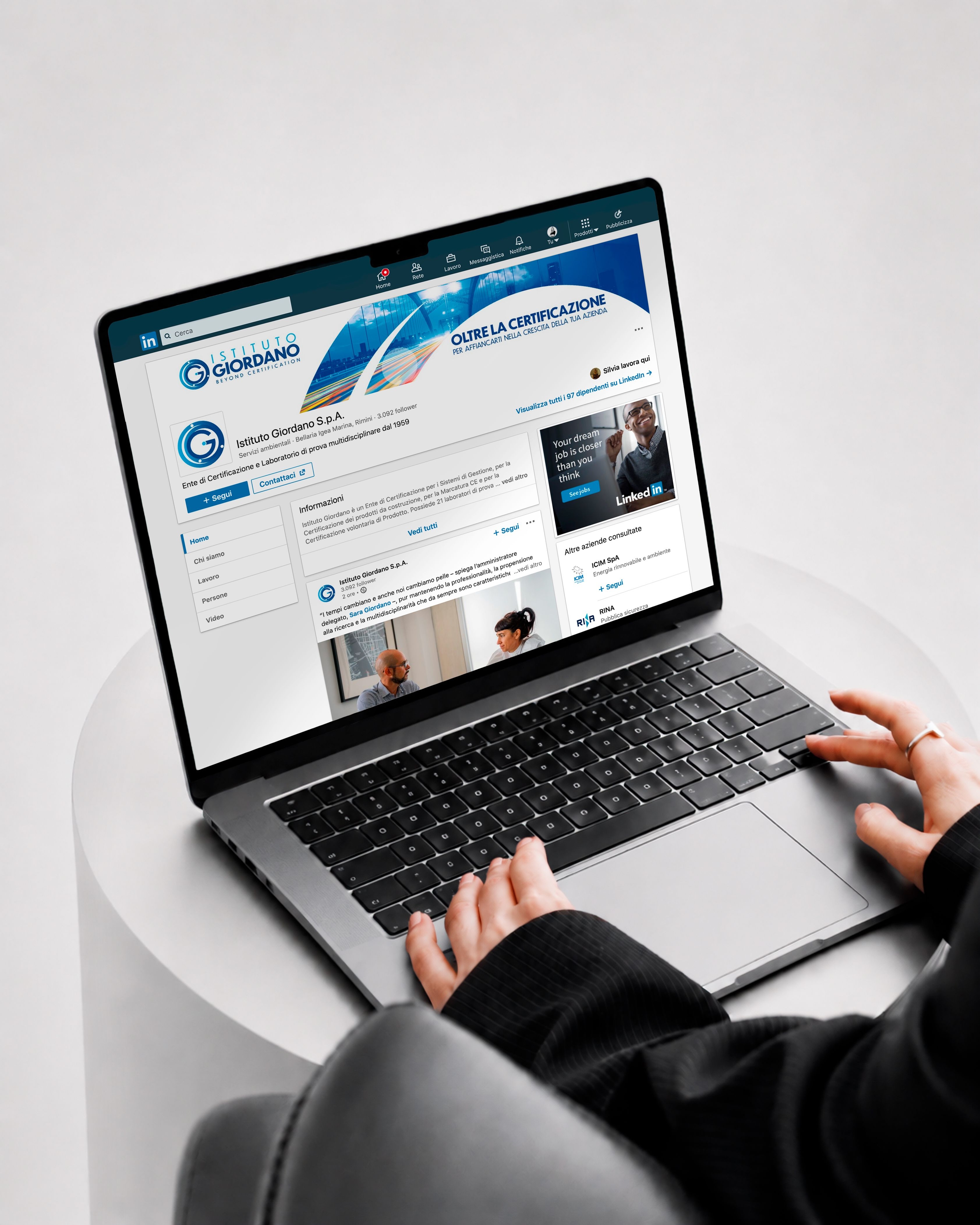 Gestione della pagina Facebook da desktop di Istituto Giordano