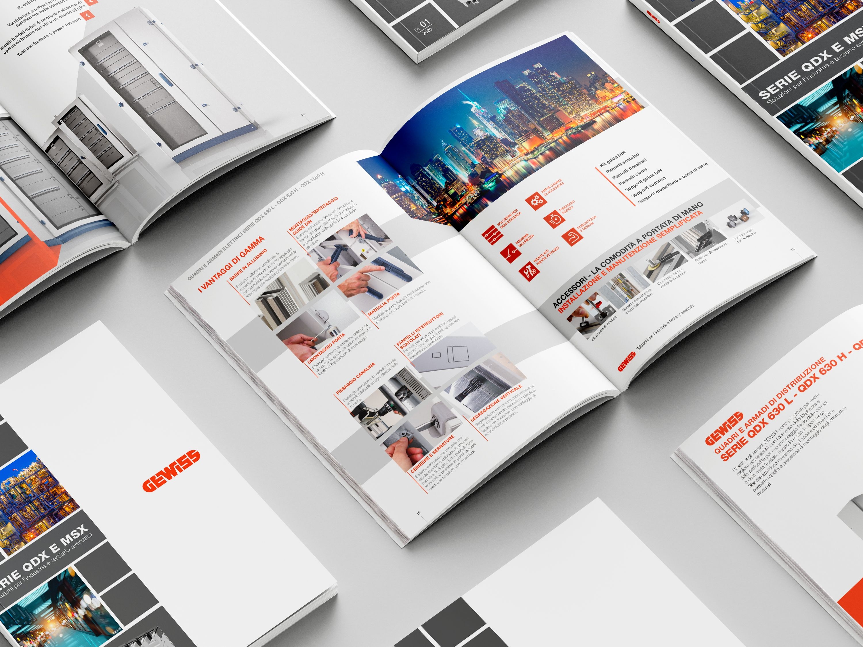Brochure corporate Gewiss aperta su una sezione dedicata a innovazione e smart technology